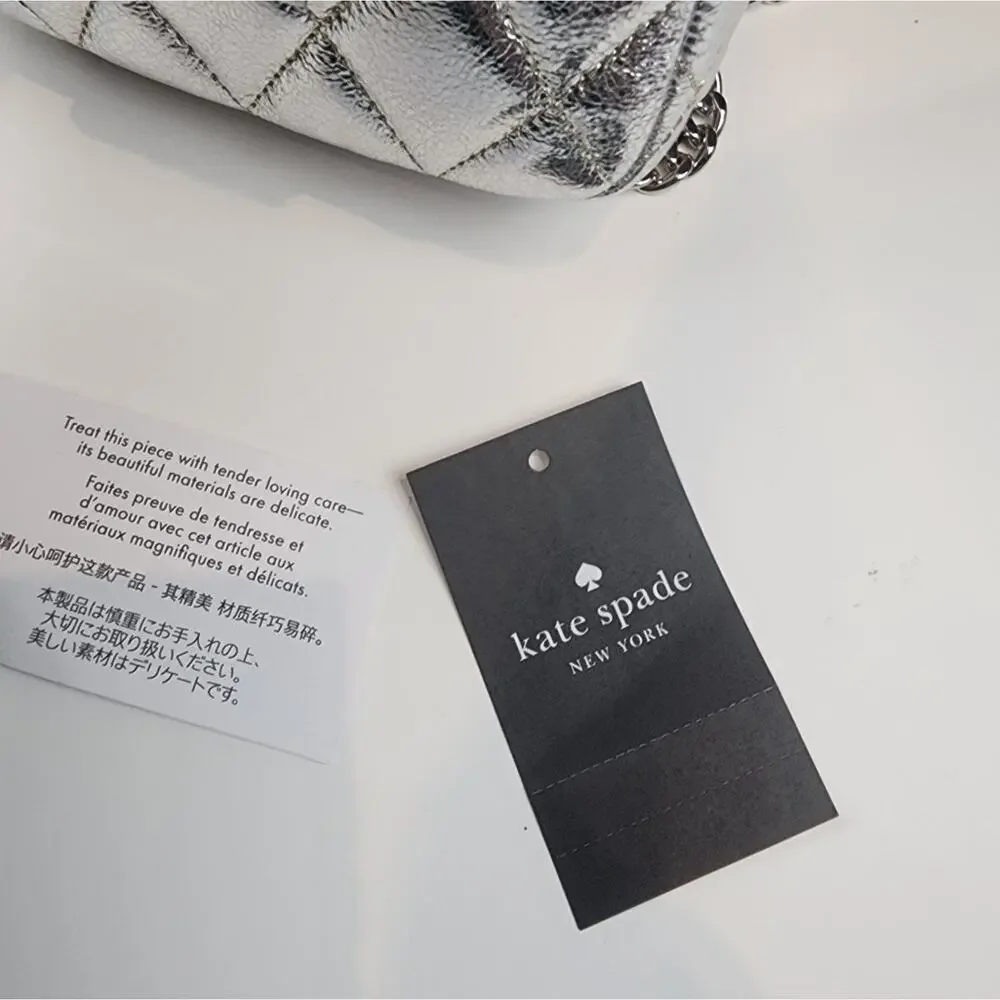 Kate Spade New Silver Crossbody Bag Lunar Light  Micro Purse Concerts Bag‎